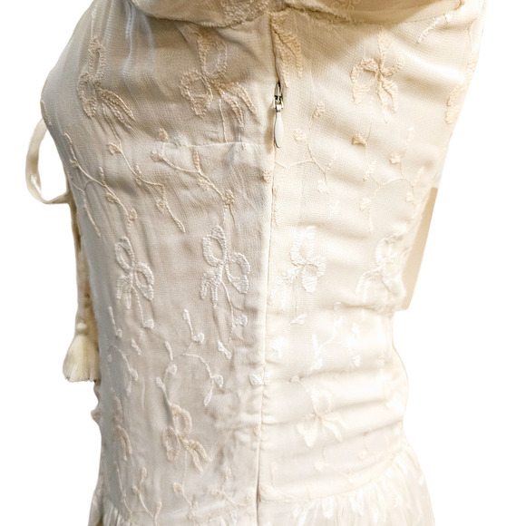 NWT Loveshackfancy Deeba Embroidered Chiffon Cream Mini Dress $395 Sz 6 - Picture 5 of 13